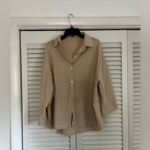 Cream Yellow 3/4 Sleeve Blouse